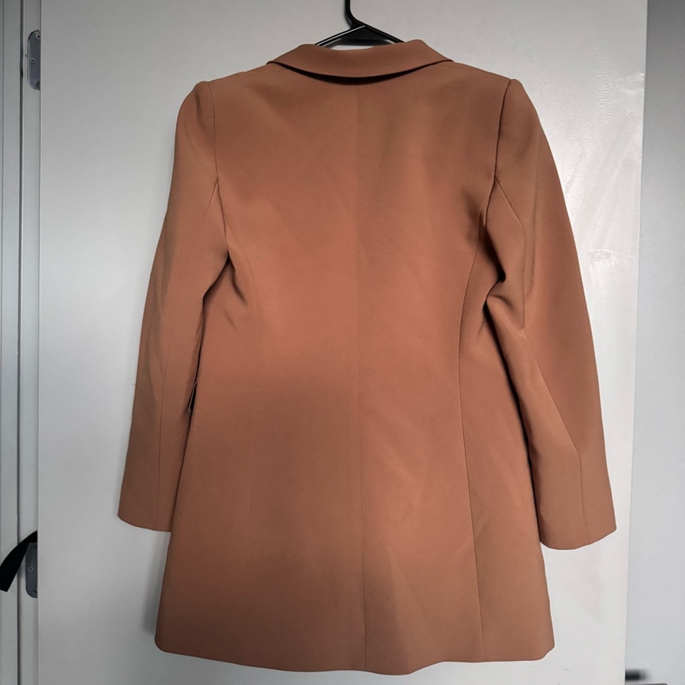 Zara Camel Blazer with Black Buttons Gold Lining Large - Picture 2 of 3